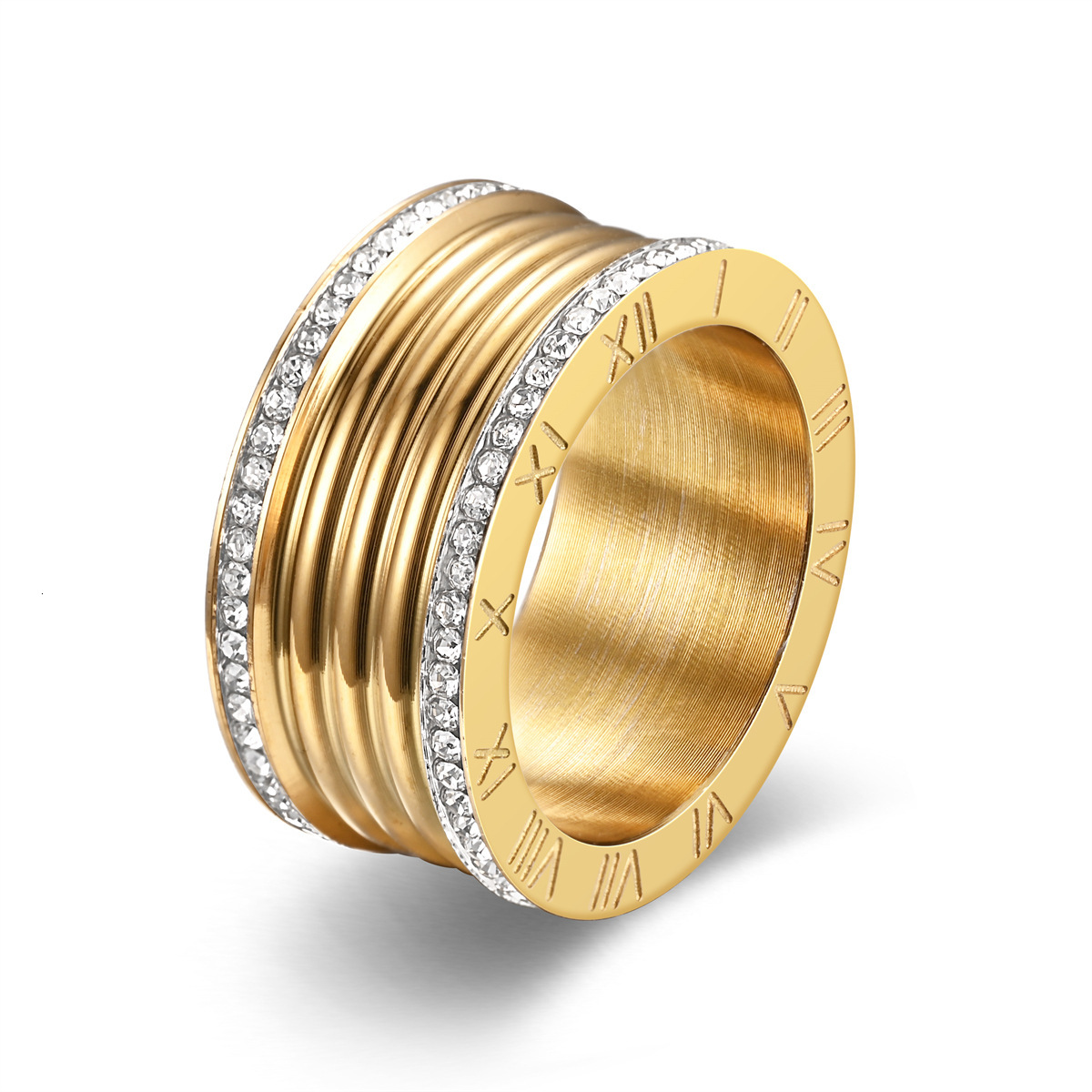 Luxury Brand Designer Jewelry 2024 Fashion New Double Row Round Diamond Small Arc Roman Wide Version Couple Rings Exclusive Source Manufacturer