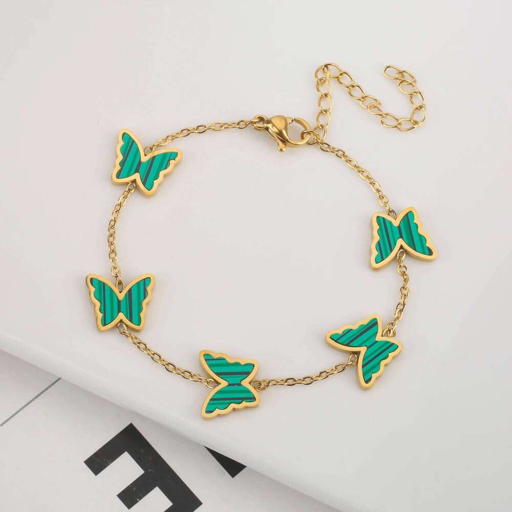 18K Plated Five-Leaf Clover Link White Black Blue Gold Red Green Lucky Bracelets Jewelry Gifts Trendy For Women 25H1229