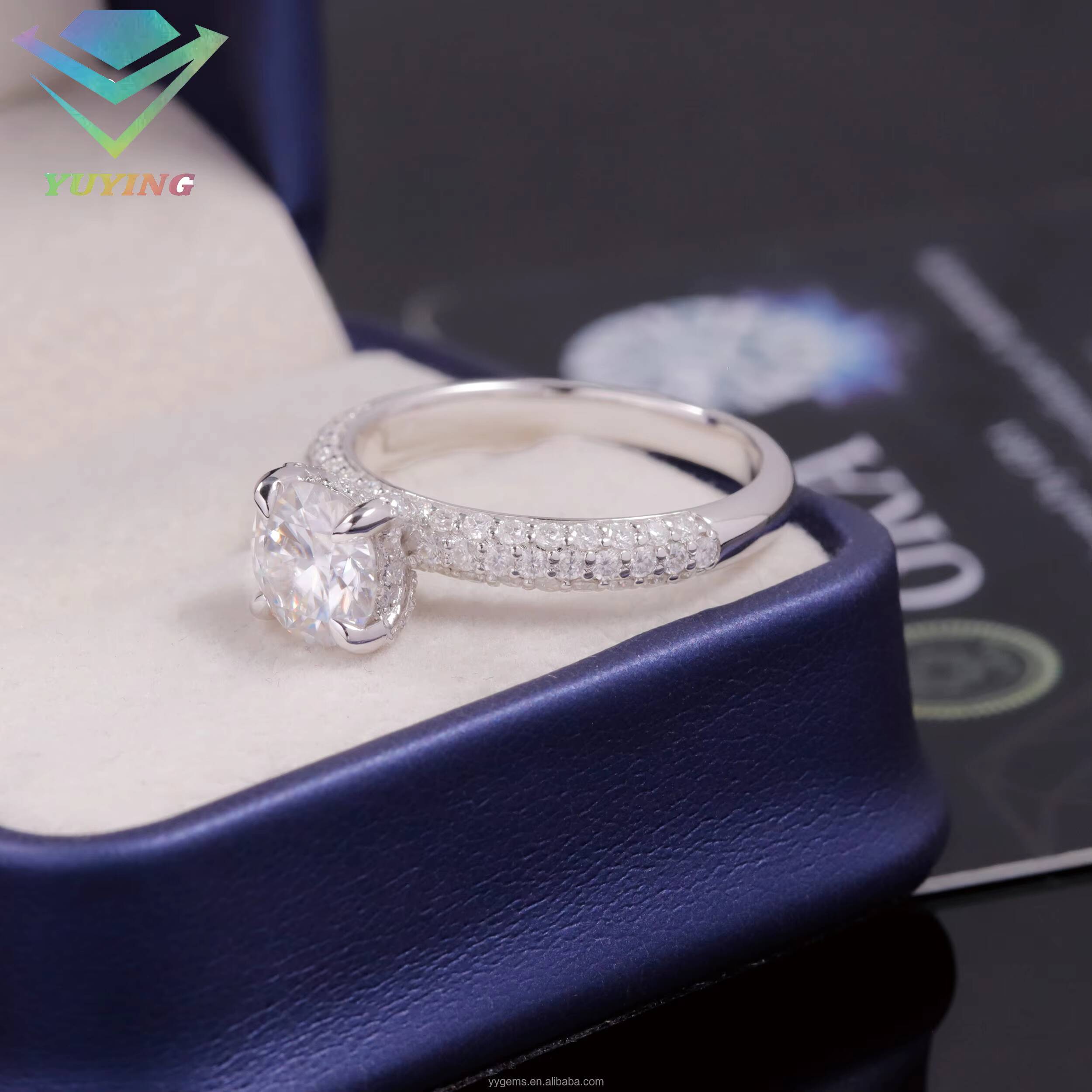 14K Gold 1CT Round Cut VVS Clarity Lab CVD Diamond Wedding Engagement Ring for Women Moissanite Rings