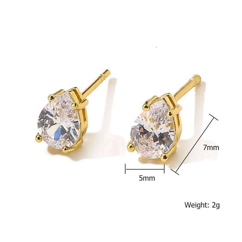 ZAKOL Pear Cut Solitaire White Zircon Mini Stud Earrings Exquisite Crystal Water Drop CZ Earring Jewelry Gift for Women Girls