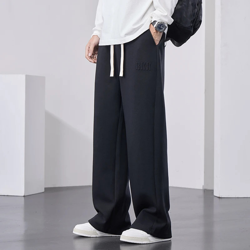 Mens Straight Sweatpants Wide Leg Cotton Track Pants Drawstring Letter Sports Baggy Pants Casual Long Trousers Big Size 8XL 251223