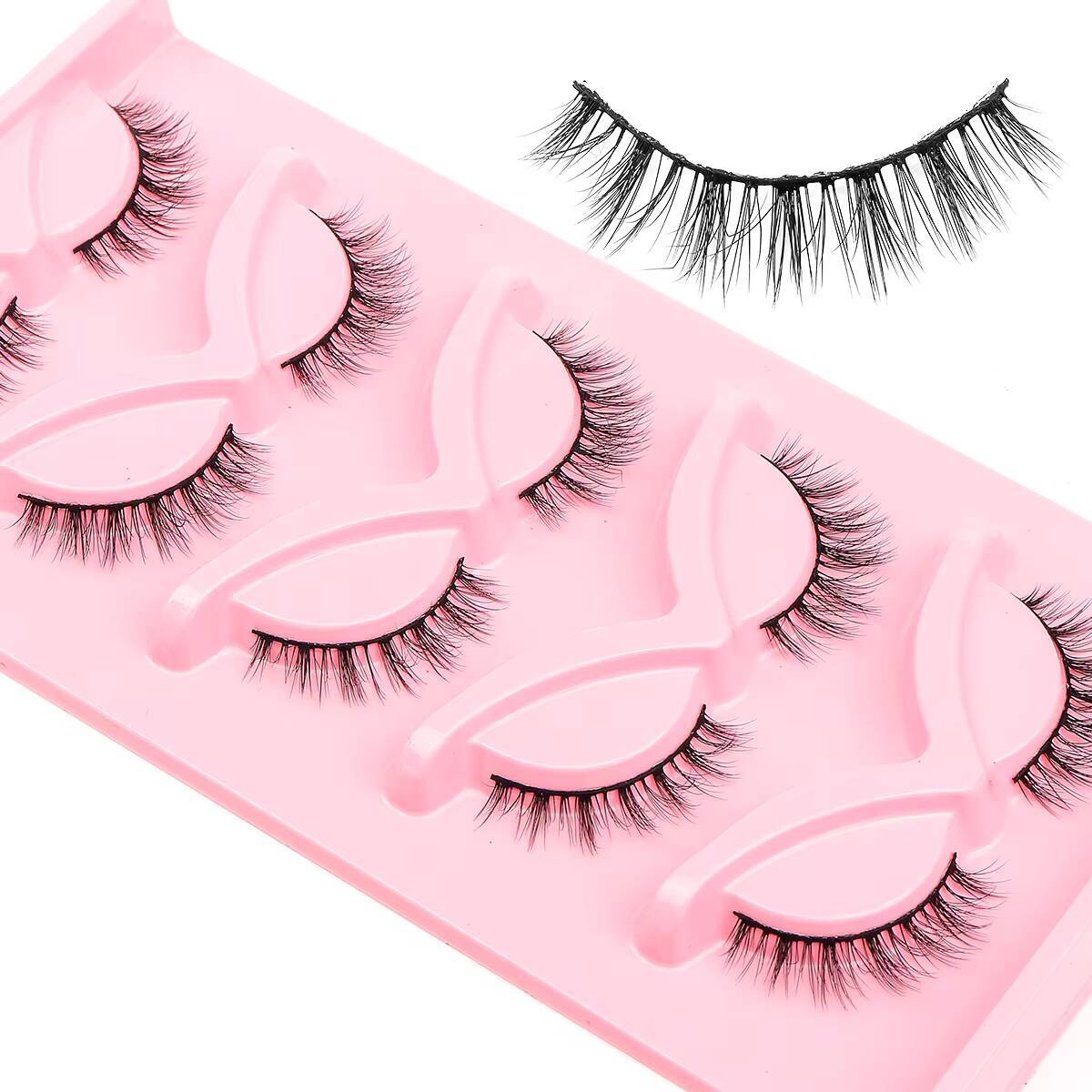 YEGZ-YJ-CD66 Natural Eyelashes Strip Eco-Friendly Vegan Domestic Chemical Fiber Curled Synthetic Hair 20mm Real Mink Full Strip