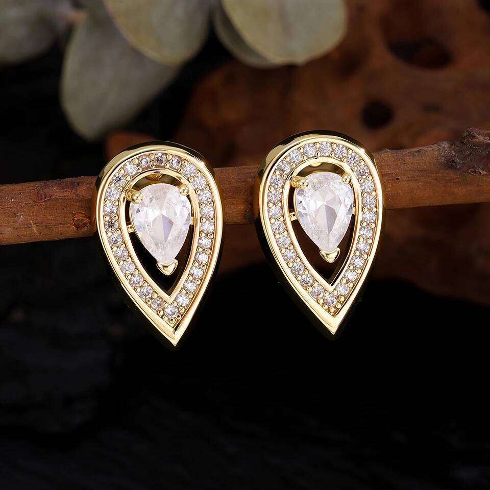 ZAKOL New Pear-shaped Water Drop Zirconia Dangle Earrings for Women Brilliant Clear Crystal Banquet Wedding Jewelry