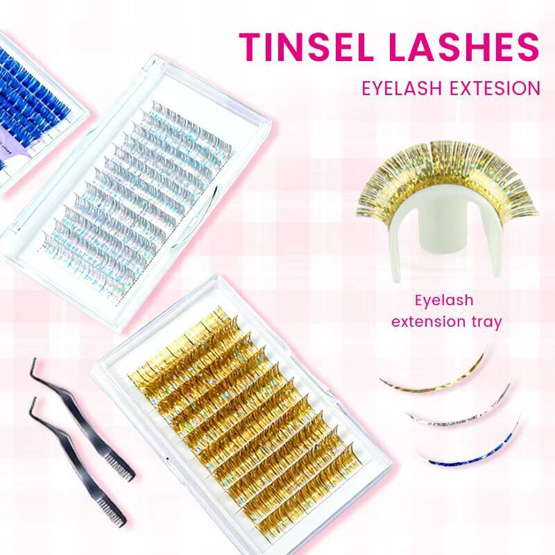 Best Selling Colorful Tinsel Lashes Collection Private Matte Handmade Metallic Lashes Natural Long Soft Eyelash Extensions