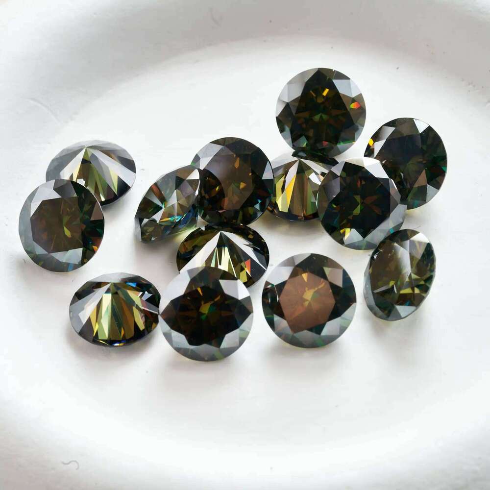 Round 0.1ct-5ct Dark Green Loose Moissanite Pass Diamond Tester with Certificate Lab Grown Diamonds Diy silver fine jewerly 5e0