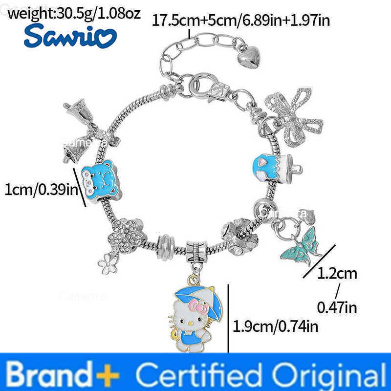 Sanrio Hello Kitty Cartoon Figure Creative Bracelet Exquisite Fashion Bow DIY Pendant Bangle for Girls Birthday Gift H251229