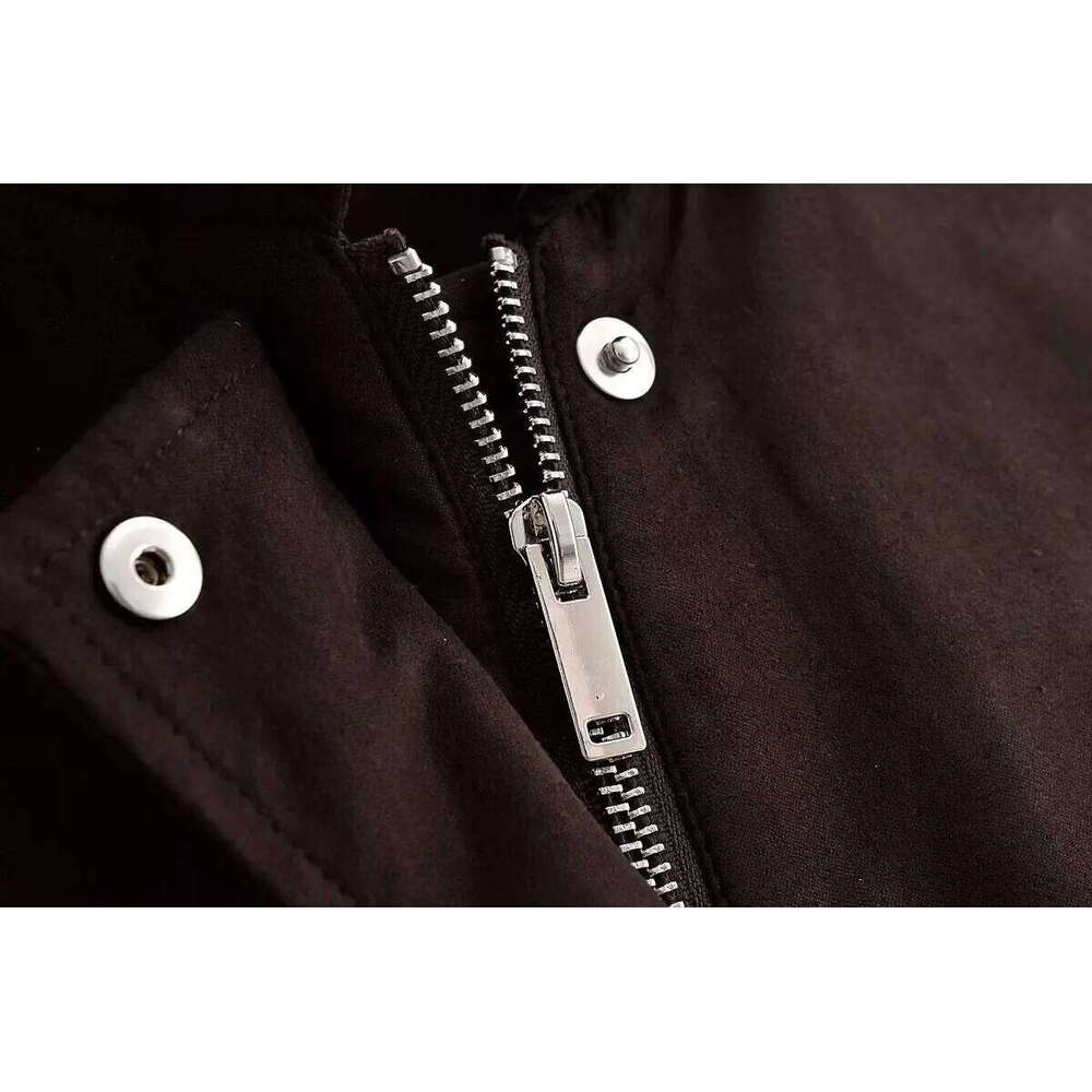 Women Fashion Versatile Imitation Suede Long Sleeves Pockets Jacket Coat Autumn Winter Female Zipper Slim Coats Streetwear ZHE HAN
