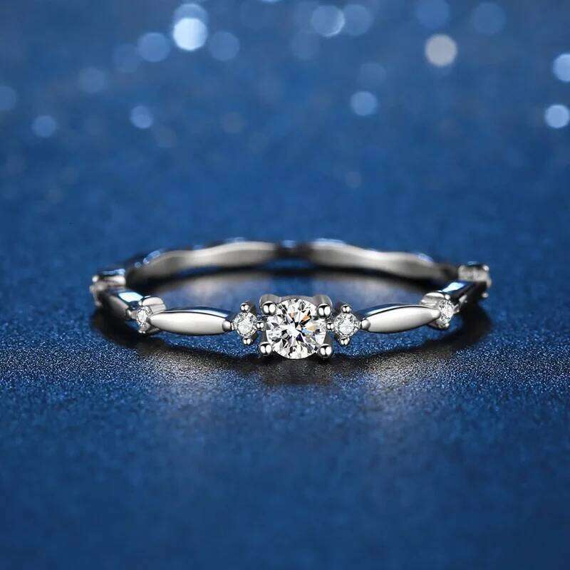 3mm 0.1 Ct moissanite ring S925 Silver Matching Wedding Diamonds Band female Ring White Gold Gift Jewelry gift wholesale 167