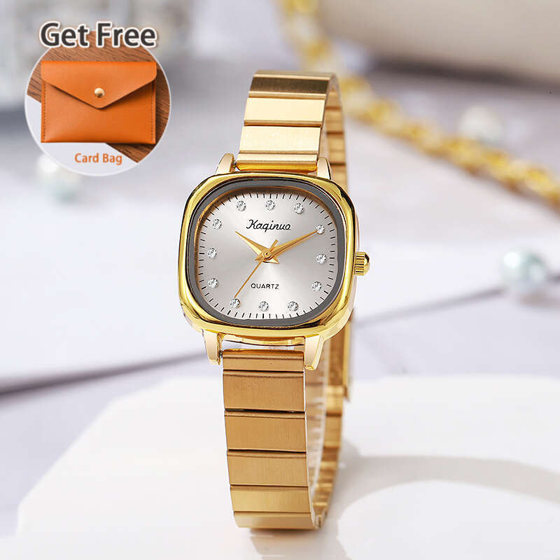 Gold Light Luxury Oval Square Dial Women's Watch, Design Niche Steel BandQuartz Wristwatch