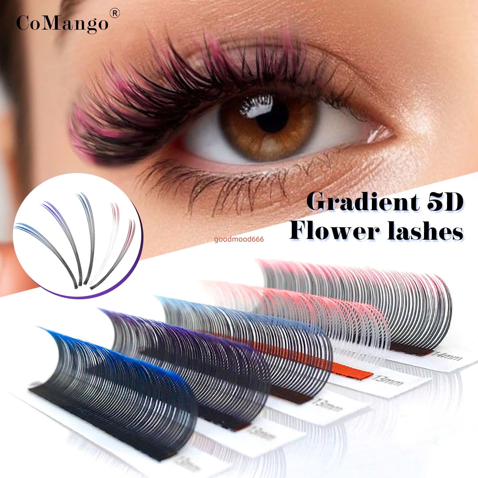 CoMango Premium Ombre 5D Spikes Fairy Flora Lashes Extension 8-15mm Vegan Cruelty-Free Handmade C/D Curl Korean Makeup Eyelashes