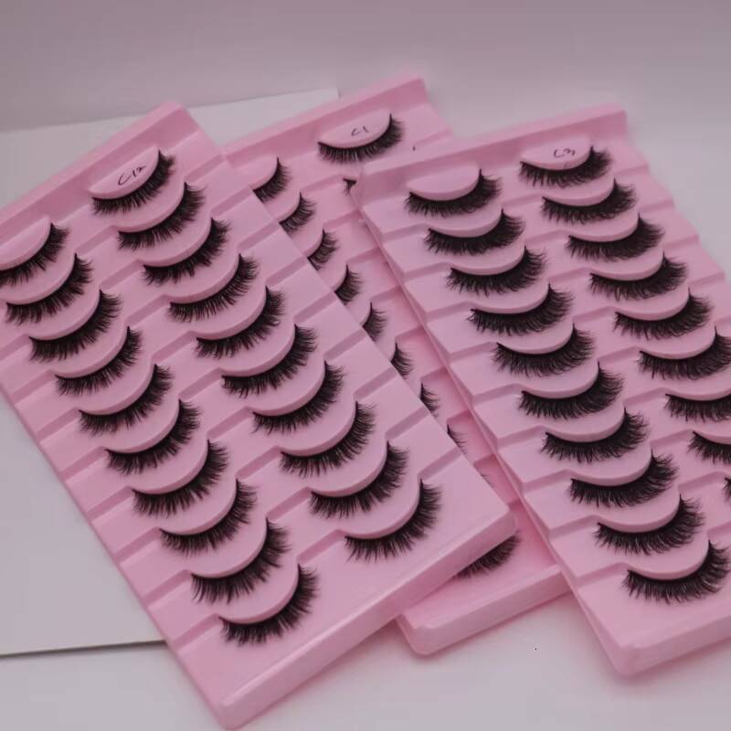 Wholesale Invisible Strip Eyelashes Faux Mink Lashes Natural and Fluffy 10 Pairs Synthetic Eyelashes