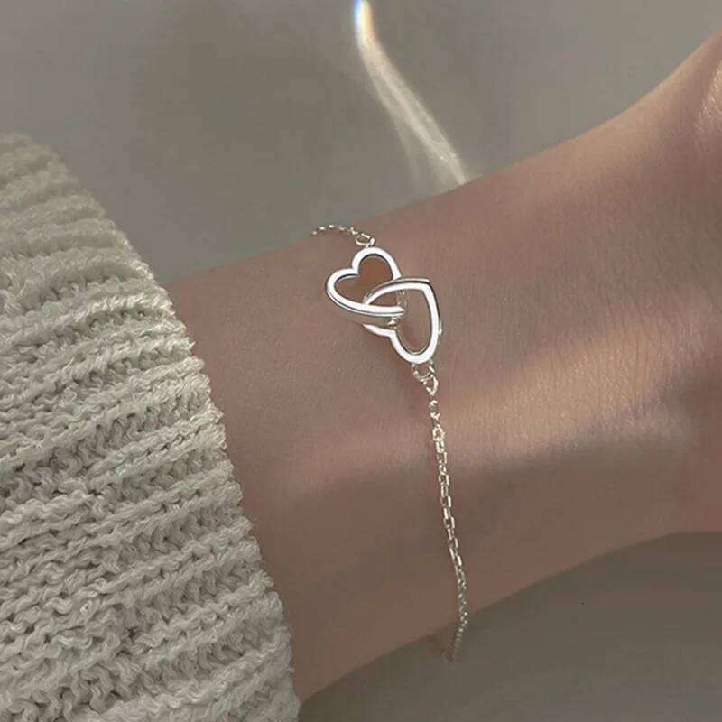 Simplicity Style Sales To Matching Double Small Hollow Heart Bracelet 2024 Fashionable New Temperament 25H1229