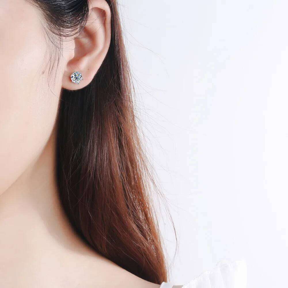 JOIAS HOME Silver925 Six Claw Moissanite Gem Earrings For Women's Fashion And Elegant Valentine's Day Birthday Anniversary Gift b11