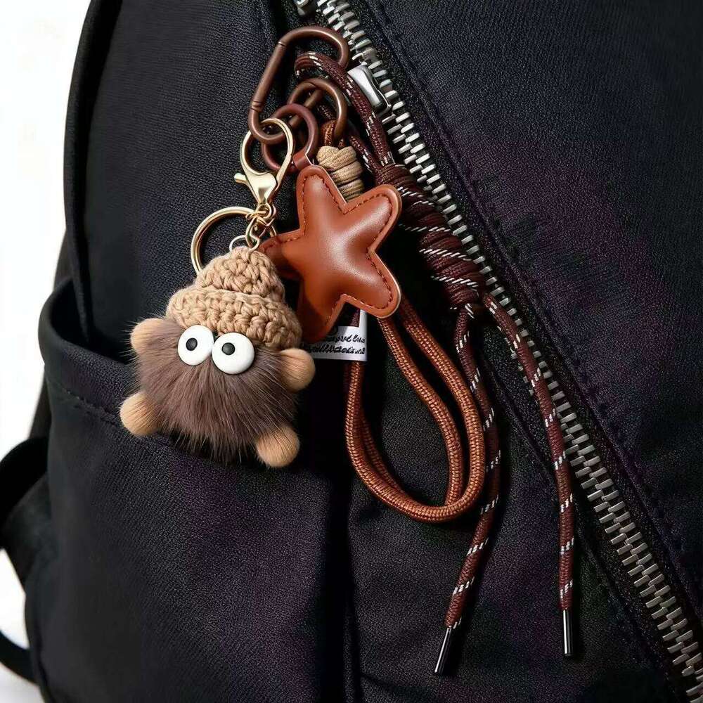 ZAKOL Cute Fashion Coal Fur Ball Doll Keychain Unisex Funny Casual Camera Bag Backpack Pendant Accessories Gift Wholesale