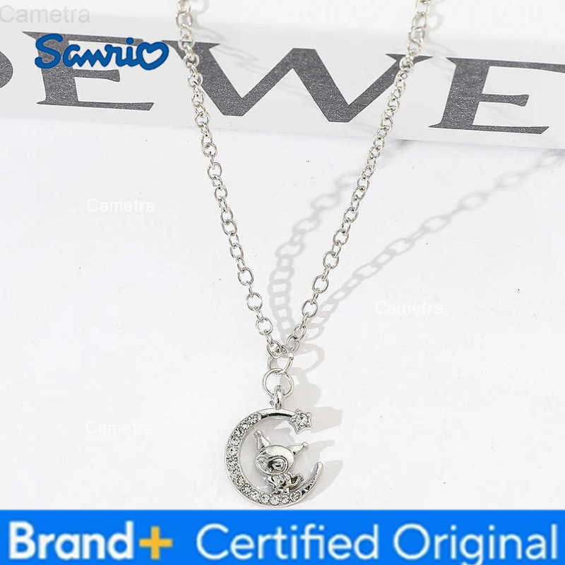 Sanrio Cute Kuromi Cartoon Necklace Sweet Girls Rhinestone Moon Neck Chain Girls Must Dress Up H251229