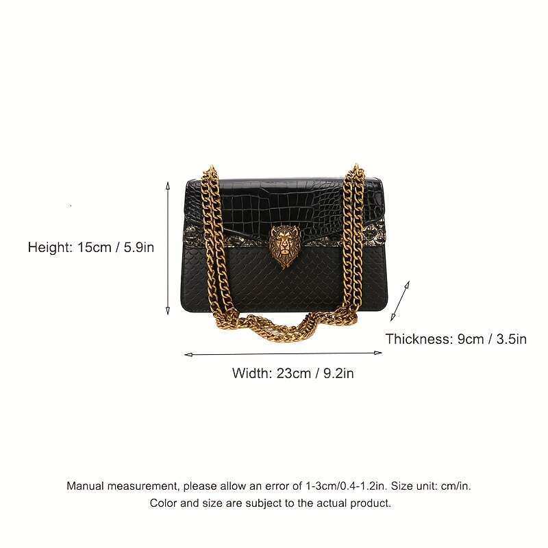 JINXIANGGUO Crossbody Crocodile Print Women S New Fashion Versatile Stylish Vintage Small Square Shoulder Bag With Chain