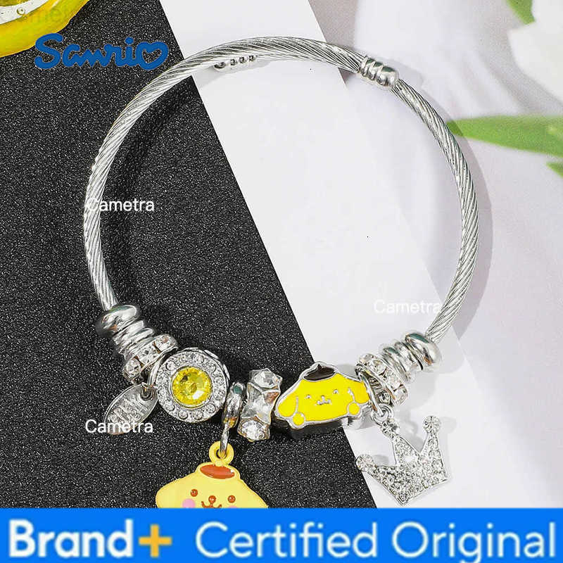 Sanrio Cute Lovely Pompompurin Diy Charms Beads Bracelets Adjustable Cuff Bangles Accessories Birthday Gifts H251229