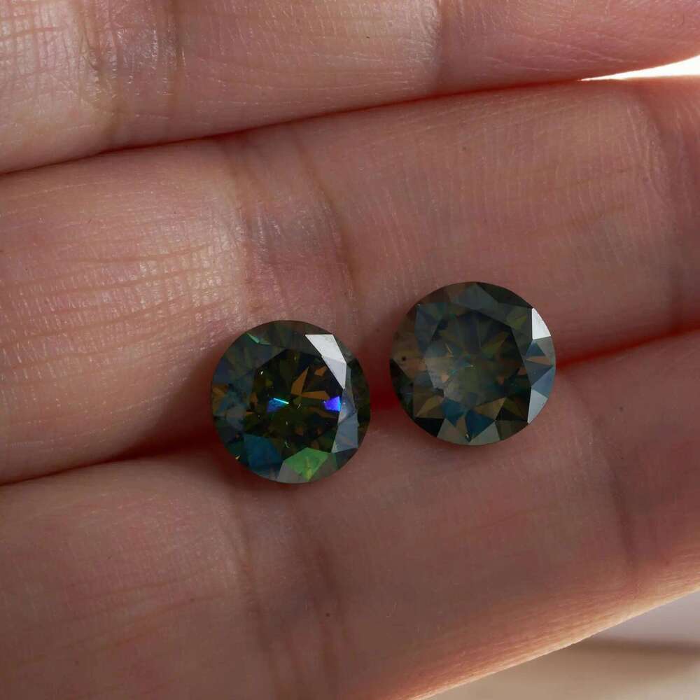 Round 0.1ct-5ct Dark Green Loose Moissanite Pass Diamond Tester with Certificate Lab Grown Diamonds Diy silver fine jewerly 5e0