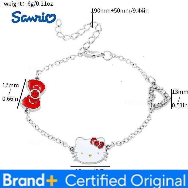 Sanrio Anime Bracelet Cartoon Figure Hello Kitty Head Heart Shape Rhinestones Metal Bracelet Bangle Kawaii Jewelry Accessories H251229