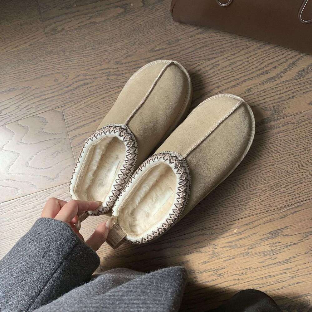 Internet Celebrity Thickened Fashion Thick-Soled Furry Shoes Fleece-Lined Warm Korean Style Snow Boots Cotton Slippers Winter