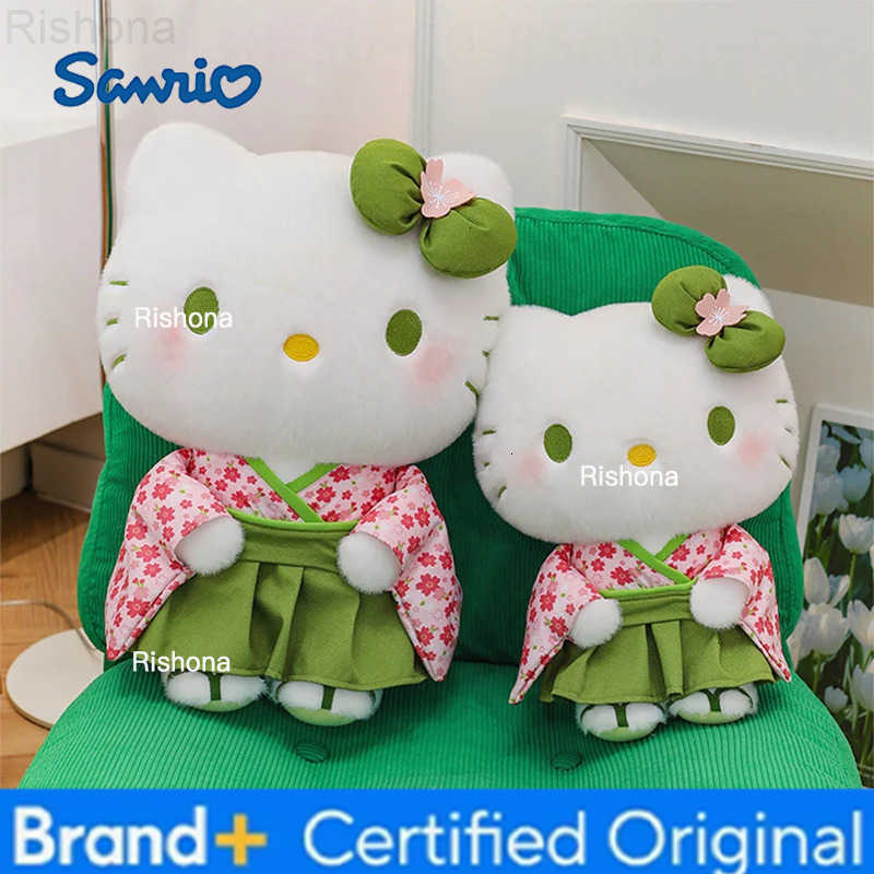 Sanrio New Kawaii Hello Kitty Plush Toy Cute Hello Kitty in Sakura Green Tea Theme Stuffed Doll Kids Birthday Xmas Gift H251229