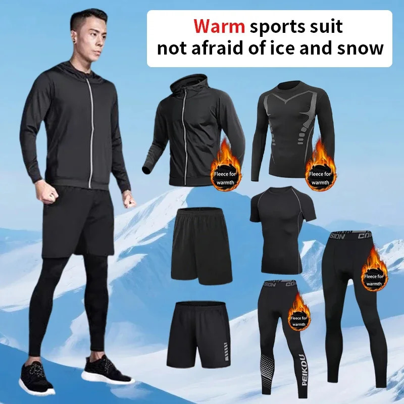 Mens winter warm fitness set quickdrying running and basketball training highly elastic sweatwicking 251219