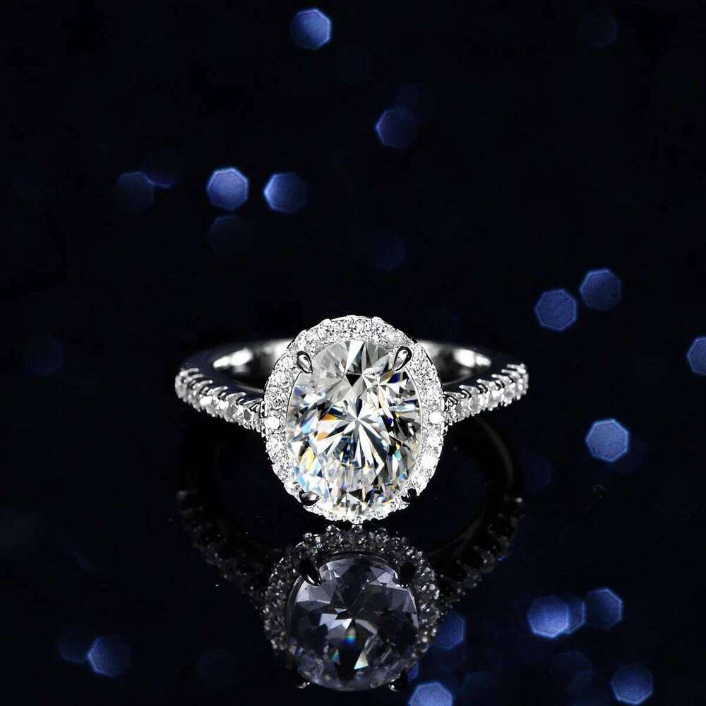 18K gold moissanite PT950 platinum special-shaped egg-shaped ring for women Seiko heavy industry 2 Ct jewelry c1a