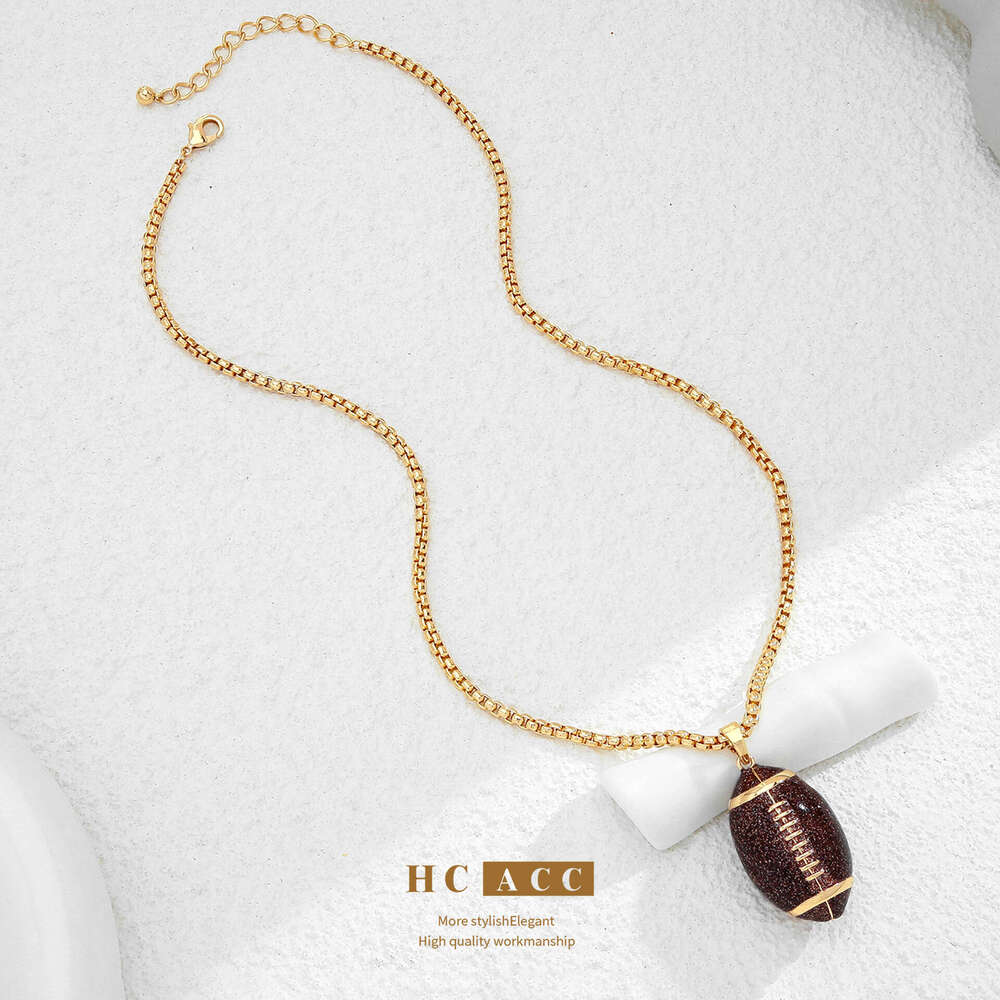 New Hip-Hop Jewelry from Europe America, Unique Exaggerated Football Pendant Necklace