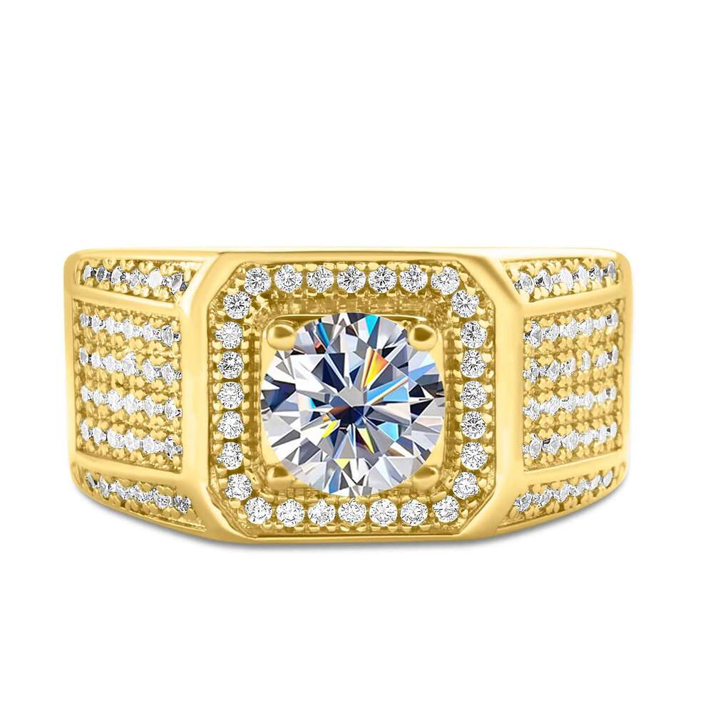 1CT 6.5mm Moissanite For Men Sterling Silver Platinum Plated Ring Lab Diamond Men's Rings Wedding Jewelry GRA Certificate 6fa