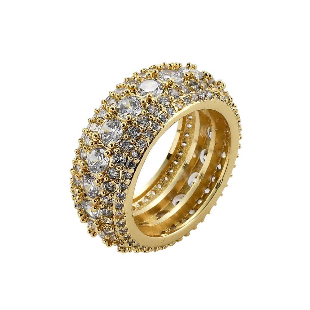 Fashionable 10mm S925 Plated Solid 18K Gold ICED Out Shiny Cuban Band Rings Rapper Style Moissanite Rings for Hiphop Life