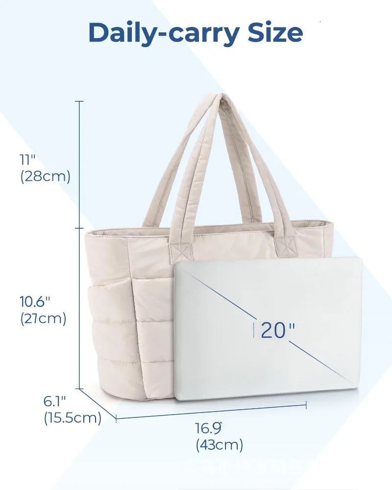 Padded Tote Bag Puffy Large Capacity Handbag Suitable for Travel Beach Gym Portable handbag Shopping Multiple Pockets Mummy Bags251222