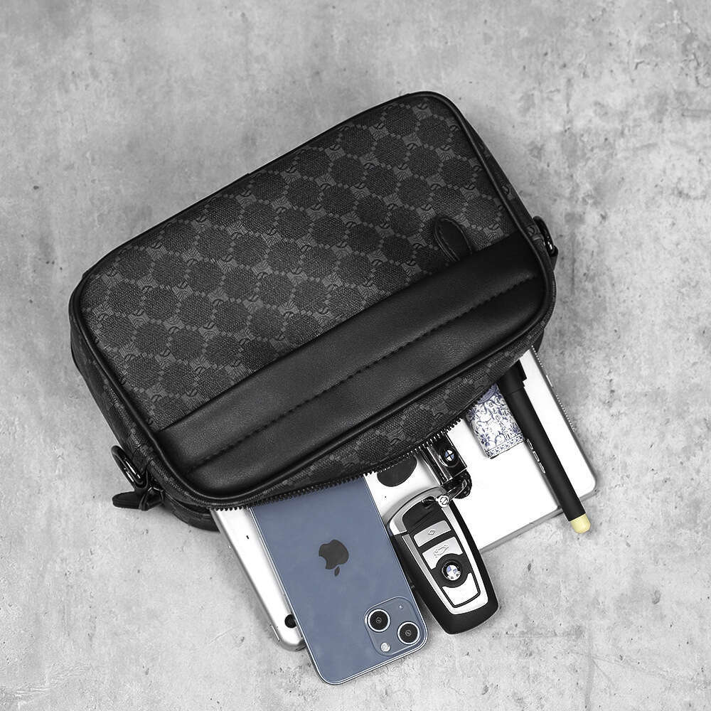 Fashion Trendy Messenger Single Plaid Crossbody Casual Business Leather Men S Small Shoulder Bag High Quality Luxury Bag