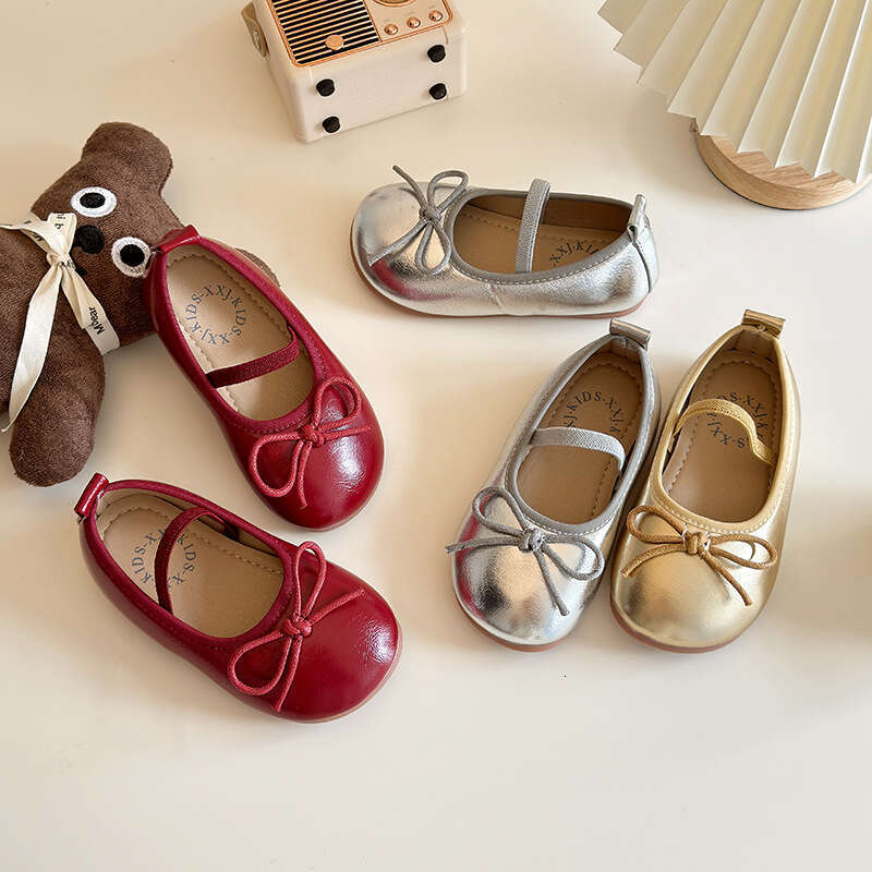 Children's Leather 2025 Spring and Autumn New Korean Style Girls' Soft Sole Princess with Bowknot Non-Slip Fashion Single Shoes