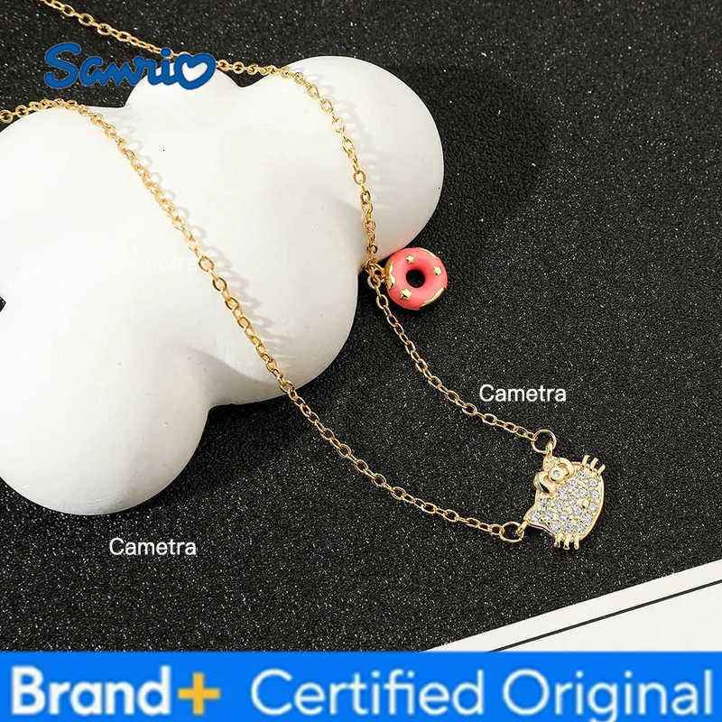 Sanrio Anime Hello Kitty Necklace Cute Cartoon Figure KT Cat Rhinestone Pendant Necklace Charm Jewelry Halloween Gifts H251229