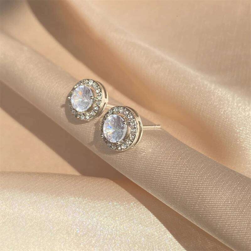 ZAKOL Simple White Color Small Stud Earrings For Women Wedding Elegant AAA Zircon Crystal Round Jewelry