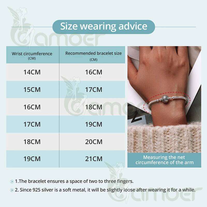 BAMOER 925 Sterling Silver Starburst 3mm Snake Chain Charm Women, High Quality Bracelet Fit for DIY Beads & Pendant 25H1229