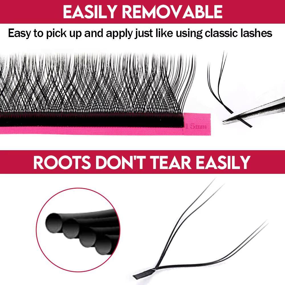 Fadvan 4D W Shape Hand Made Eyelash Extensions Full 4D Lashes Premade Fan Natural Soft Light Matte Dense W Design False Eyelash