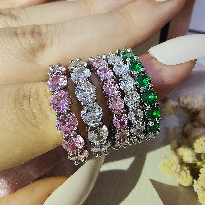 Luxury Brand Designer Jewelry European And American New Product Wholesale Colorful Zircon Ring Niche High-End Trendy Exquisite Hot Sale R5696