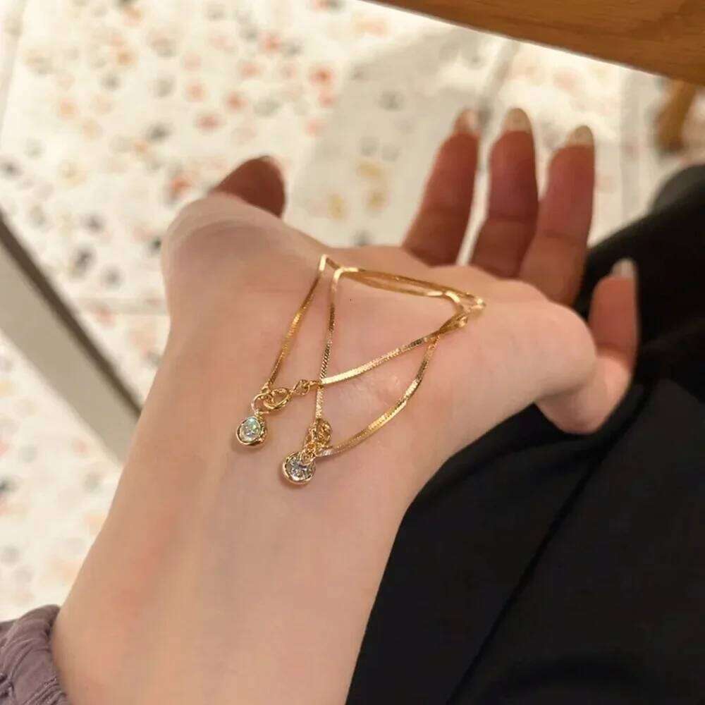 Stainless Steel New High-End Jewelry Minimalist Zircon Charm Blade Chain Womens Bracelet 25H1229