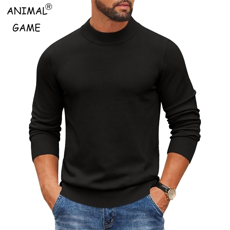 Mens Mock Turtleneck Ribbed Knit Pullover Sweater Casual Heavyweight Slim Fit Dress Sweater Warm Jumper Thermal Streetwear 251223CJ