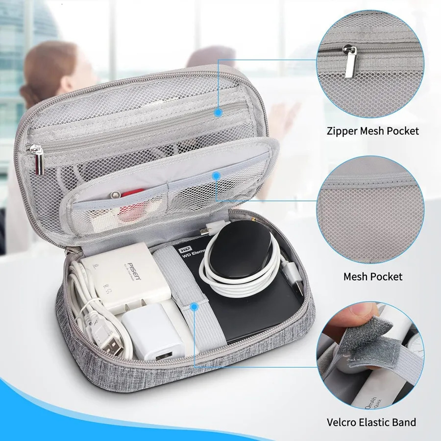 Wholesale Cable Storage Bag Electronic Organizer Digital Charger Wires USB Power Pouch Portable Travel Accessories Supplies 251224