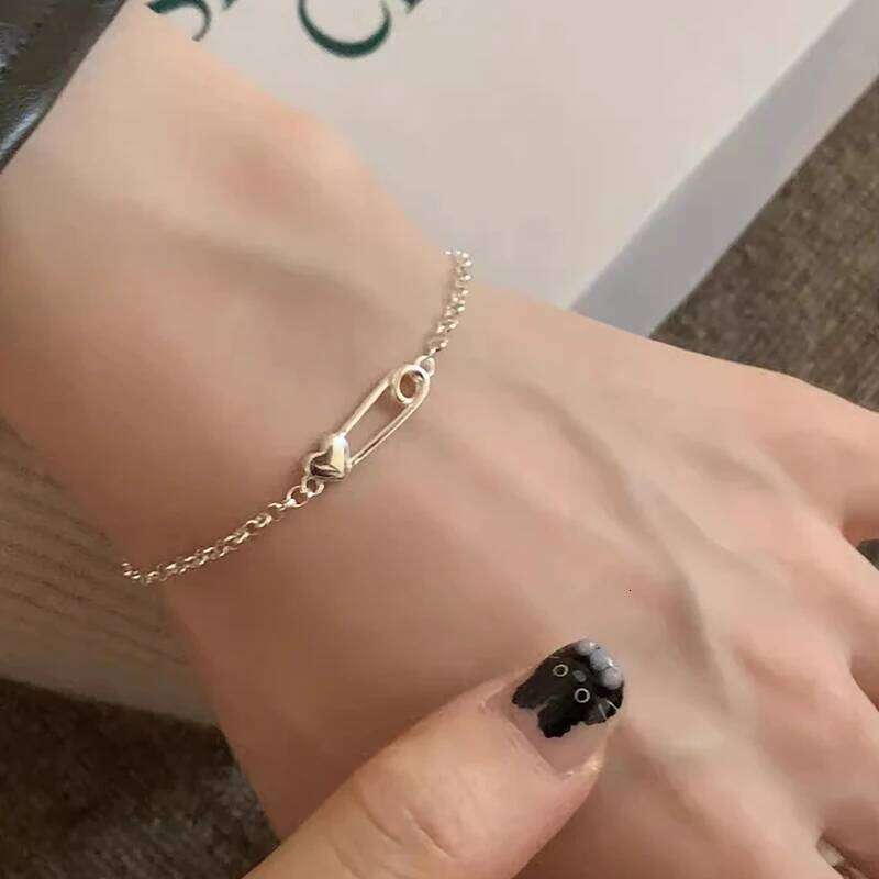 VENTFILLE 925 Sterling Silver Love Heart Paper Clip Shape Bracelet for Women Irregular Design Trend Jewelry Gift 25H1229