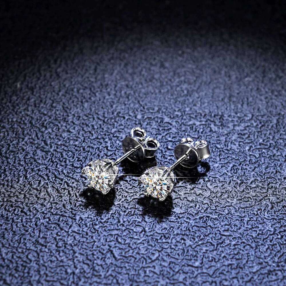 18K gold for women, snowflake earrings, simple style, wedding moissanite PT950, platinum gift earrings d0e