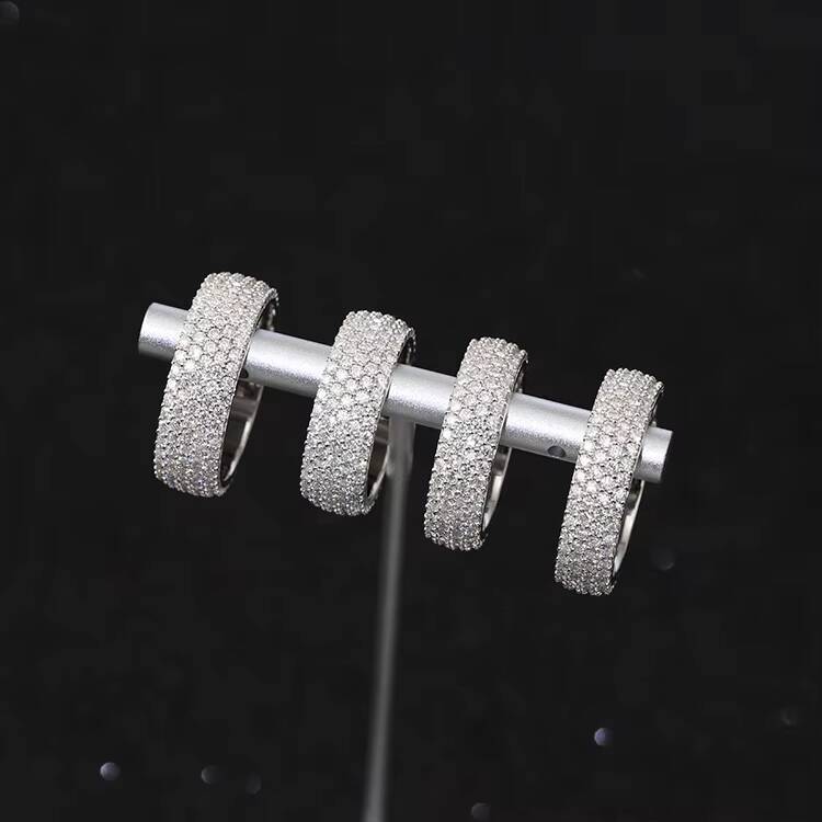 Yy Rts Iced Out 5 Rows 4 Rows Vvs Moissanite Rings Pass Diamond Tester 925 Sterling Silver Hiphop Fine Jewelry Rings for Men