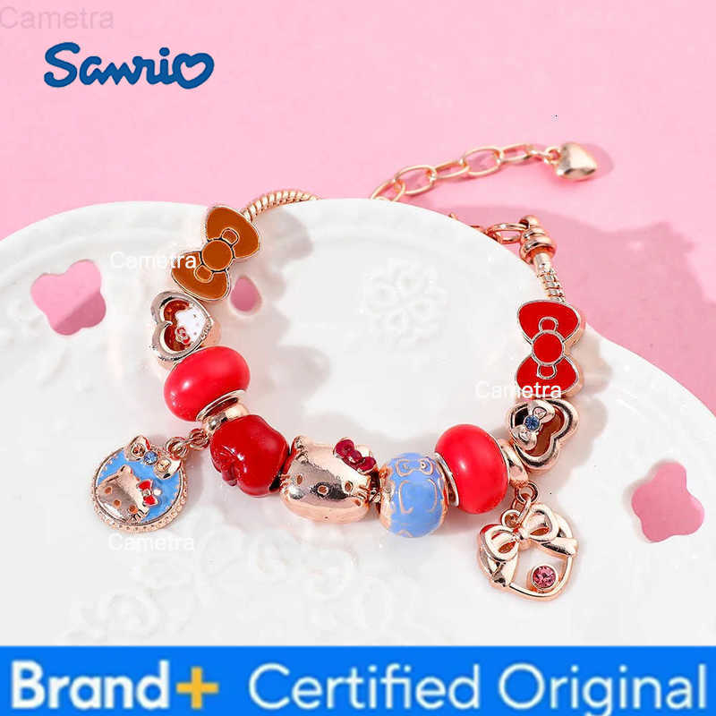 Sanrio Charm Hello Kitty Bracelet Anime Cartoon Figure Kitty White Metal Beads Pendant DIY Bracelet Bangle Jewelry Accessories H251229