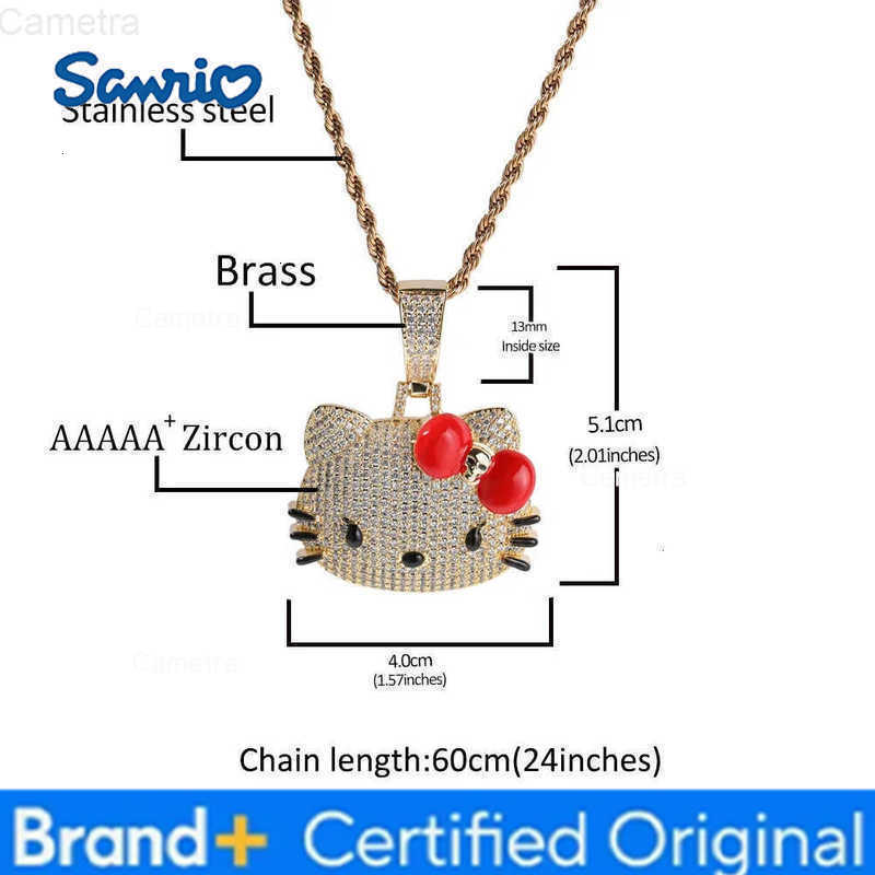 Sanrio Hello Kitty womens necklace diamond animation peripheral cute cat peripheral zircon pendant necklace Halloween birthday gift H251229