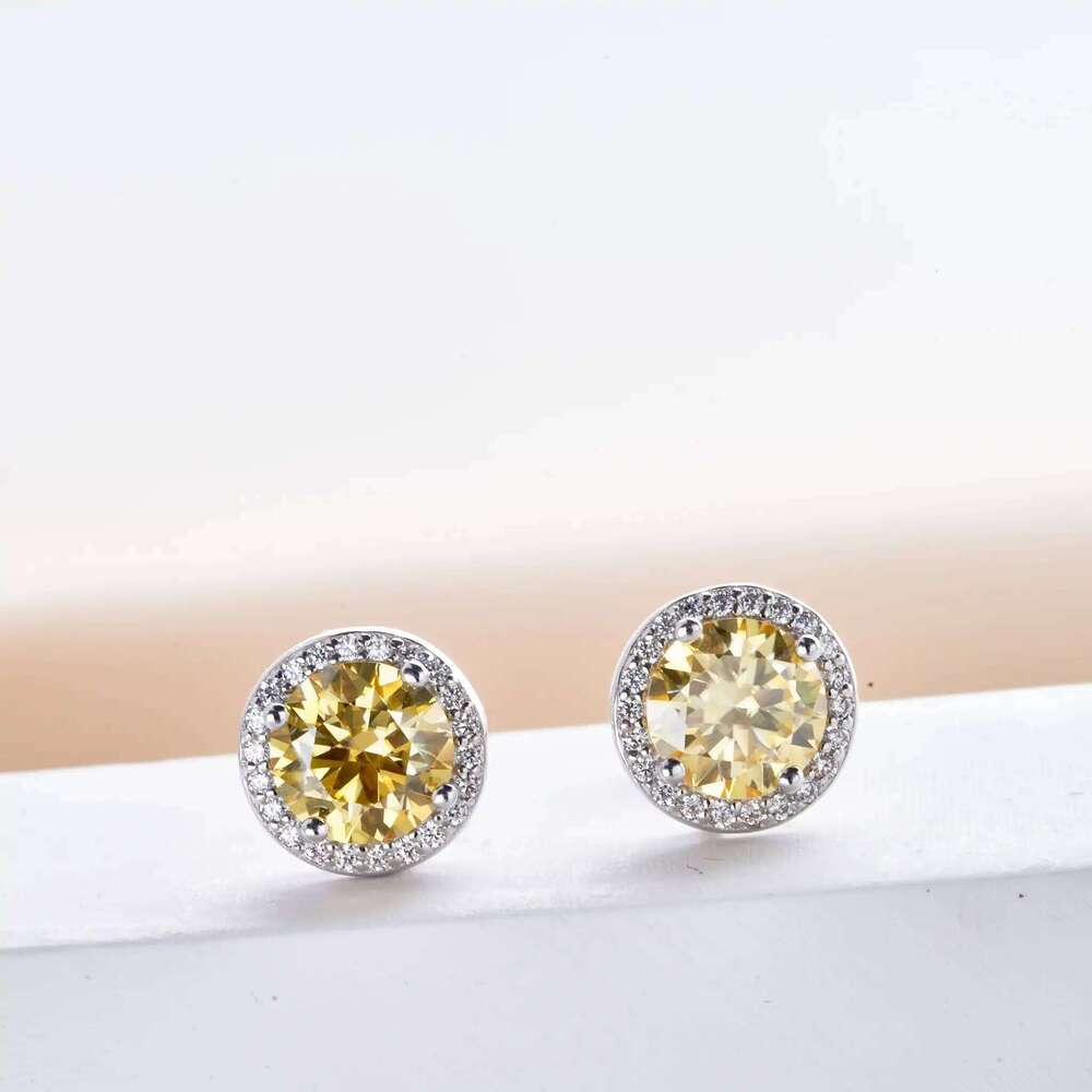 925 Sterling Silver 1 Carat Moissanite Round Earrings Engagement Wedding Daily Work Party Travel Luxurious Gift For Women c73