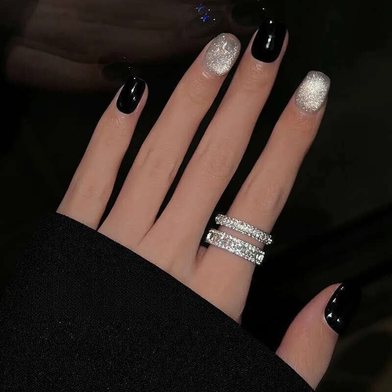 Designer Jewellery High Quality Double Layer Micro Pave Zirconia Stacking Ring for Versatile Wear Gift for Special Occasions Textured Elegant Accessor