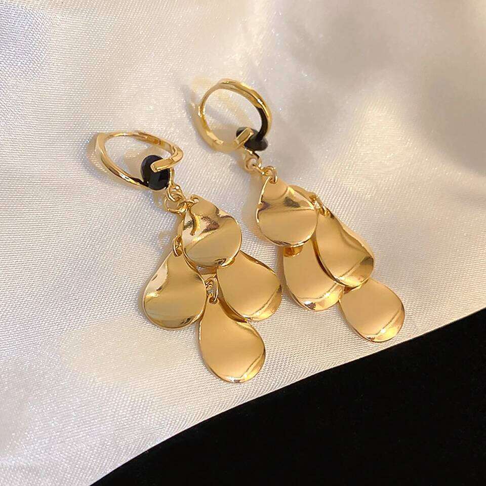 ZAKOL Fashion Water Drop Metal Plate Tassel Earrings For Women INS Style Long Dangle Earring Party Jewelry