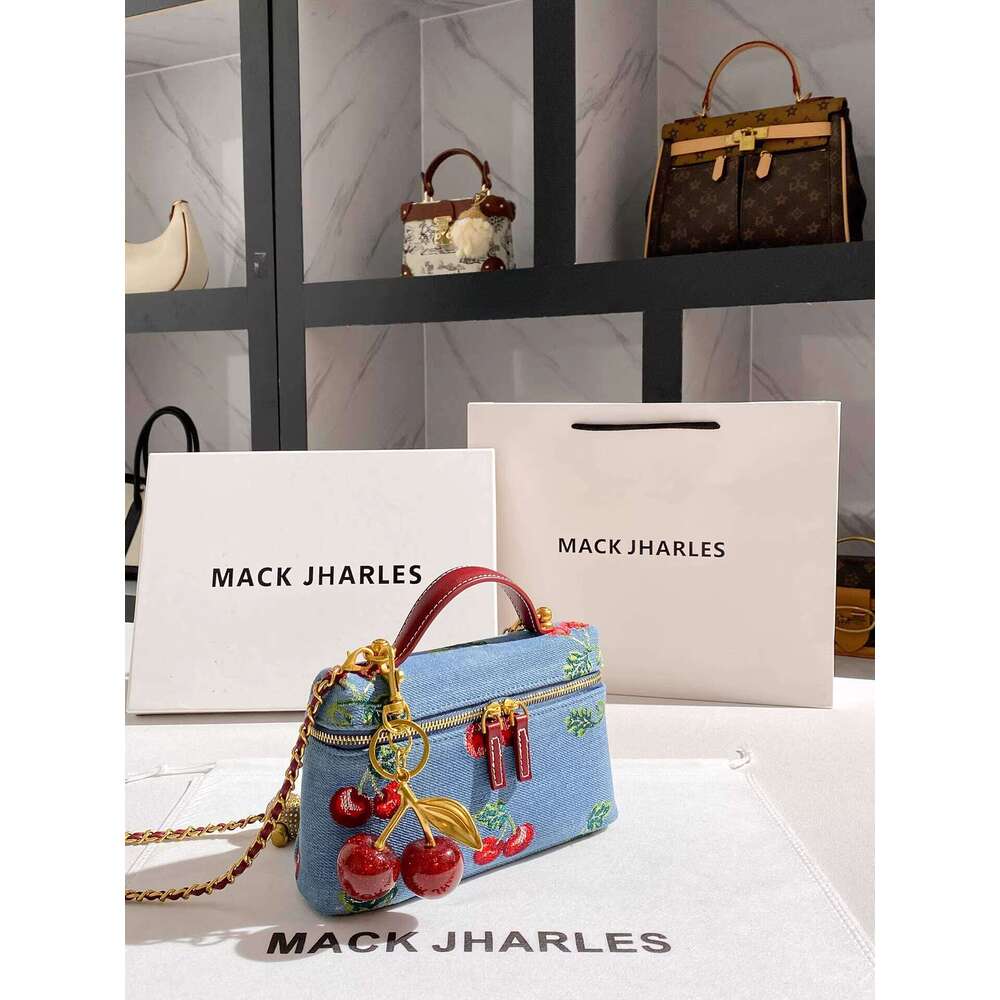 MACK JHARLES Vintage Denim Embroidered Box for Women 2025 Autumn New High-end Small Square Bag